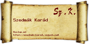 Szedmák Karád névjegykártya